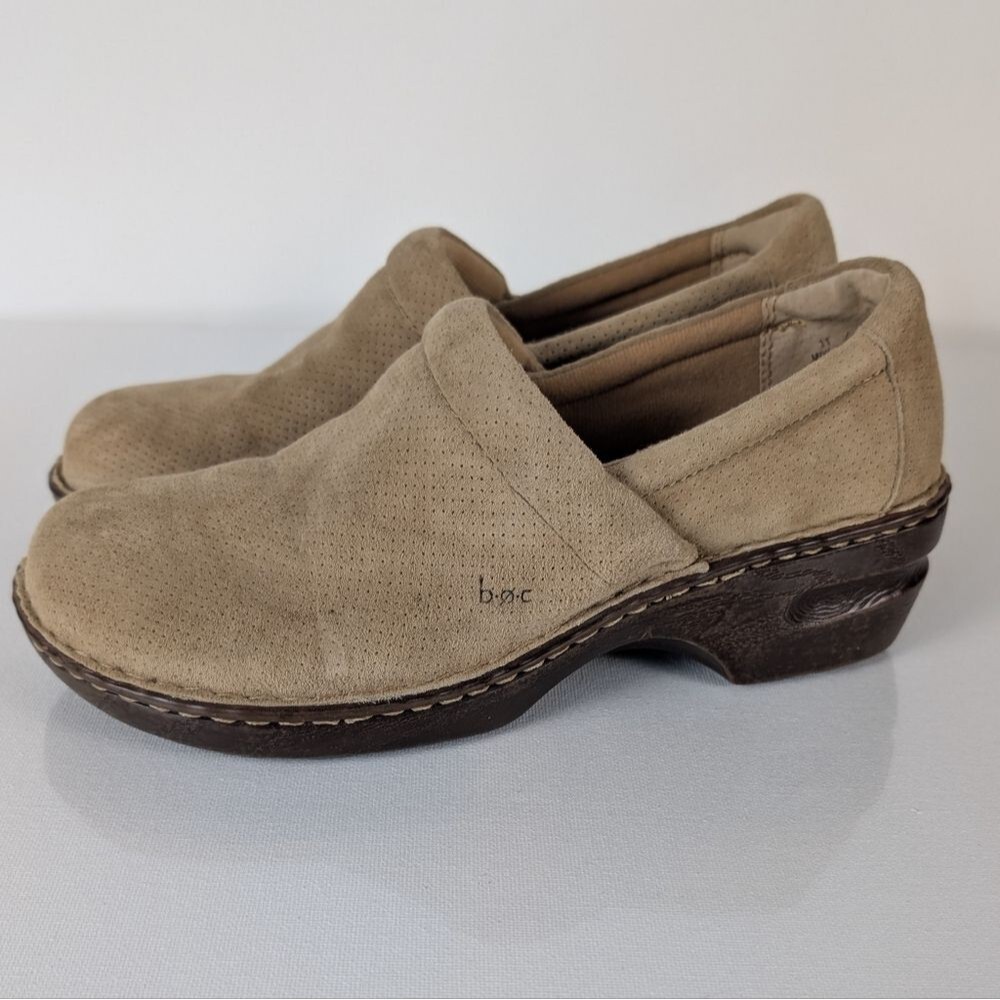 BOC NWOT Cream Leather Comfort Clogs Mules Shoes Women's Size 11 EU 43